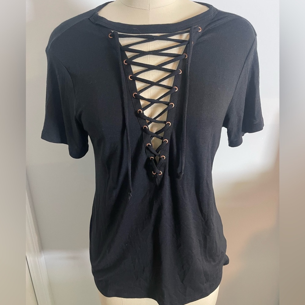 Express Black Lace Up Front Shirt -NWT- Small
